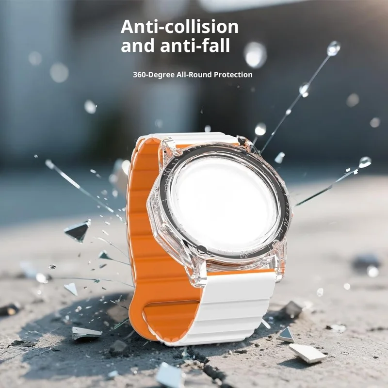 For AirTag Magnetic Wristband IPX8 Waterproof Anti-Lost Tracker Child Bracelet - Black  /  Orange