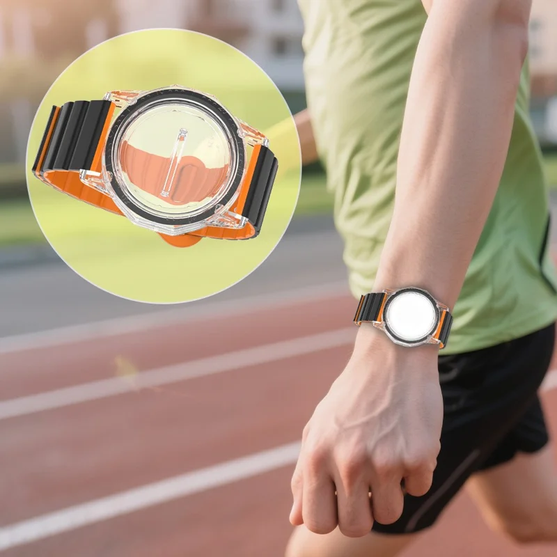 For AirTag Magnetic Wristband IPX8 Waterproof Anti-Lost Tracker Child Bracelet - Black  /  Orange