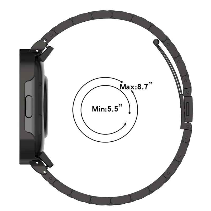 For Xiaomi Redmi Watch 5 Band 3-Bead Stainless Steel Watch Strap with Frame Cover - Black