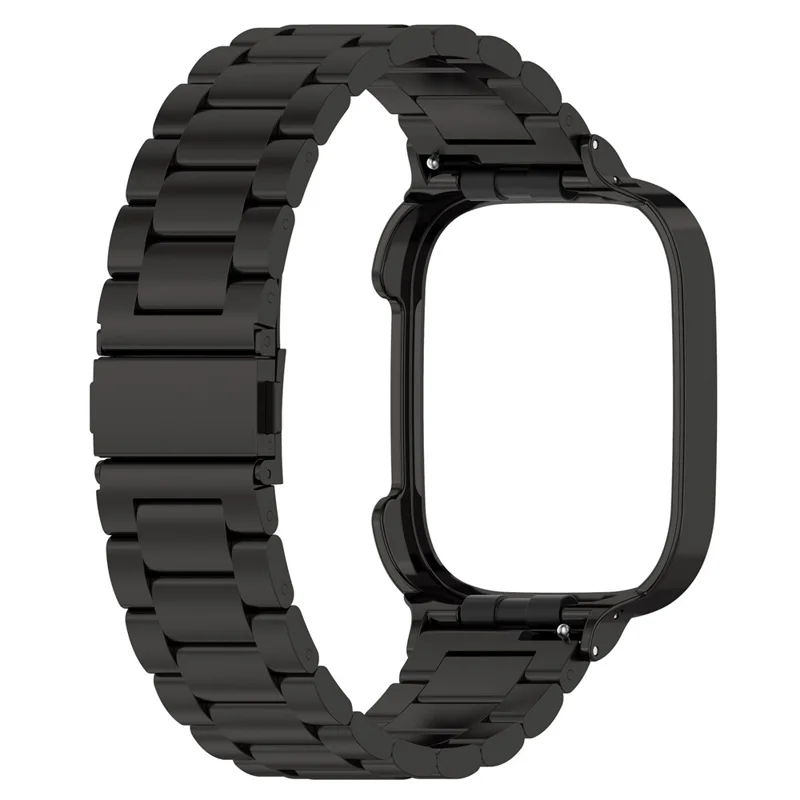 For Xiaomi Redmi Watch 5 Band 3-Bead Stainless Steel Watch Strap with Frame Cover - Black