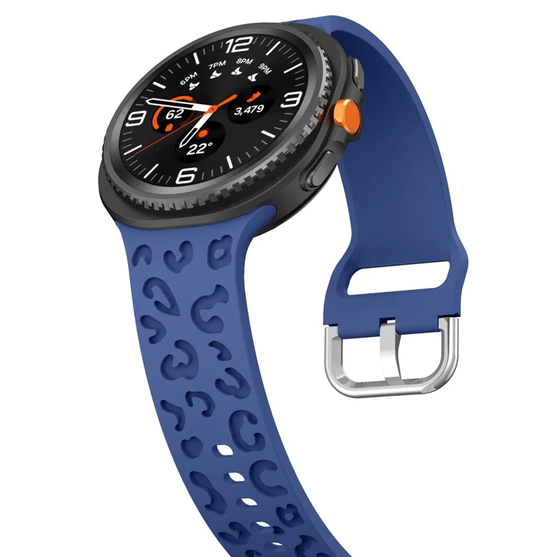 Verstellbarer Riemen für Samsung Galaxy Watch8 44mm / 40mm / Watch8 Classic 46mm Leopard-Textur Silikonarmband - Blau