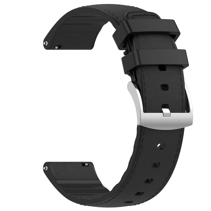 22mm Quick Release Strap for Huawei Watch GT 5 Pro / 5 / 4 46mm / Samsung Galaxy Watch3 45mm Silicone Leather Watch Band - Black