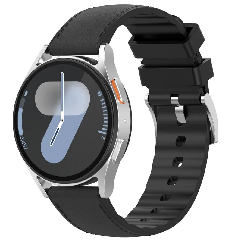 20mm Quick Release Strap for Samsung Galaxy Watch7 / 6 40mm / 44mm / Galaxy Watch6 Classic 43mm / 47mm Silicone Leather Watch Band - Black