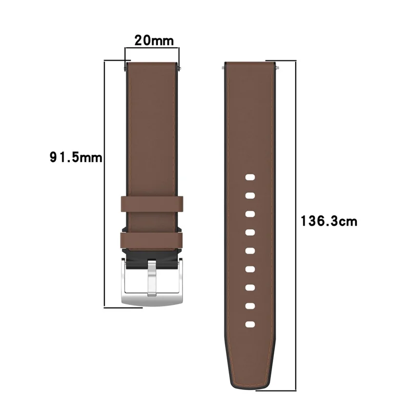 20mm Quick Release Strap for Samsung Galaxy Watch7 / 6 40mm / 44mm / Galaxy Watch6 Classic 43mm / 47mm Silicone Leather Watch Band - Black