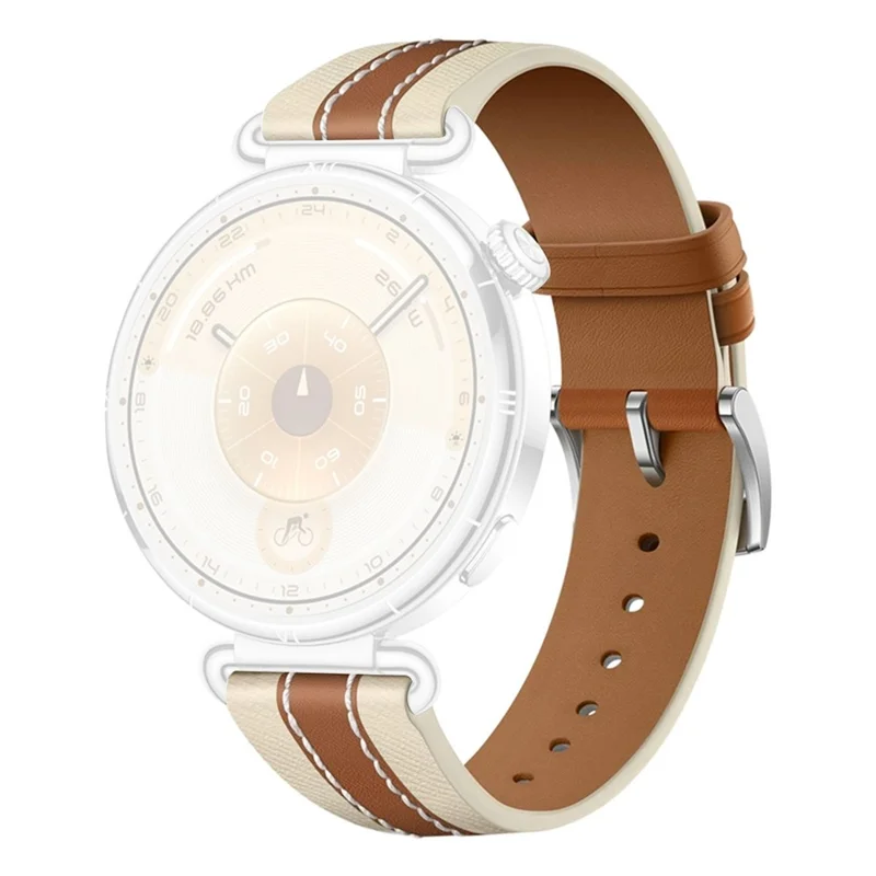 18mm Double-Sided Genuine Leather Strap for Huawei Watch GT 6 / 5 / 4 41mm / 5 Pro 42mm Replacement Watch Band - Brown