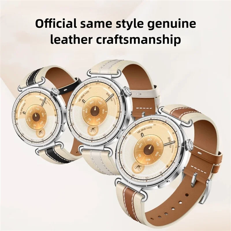 18mm Double-Sided Genuine Leather Strap for Huawei Watch GT 6 / 5 / 4 41mm / 5 Pro 42mm Replacement Watch Band - Brown