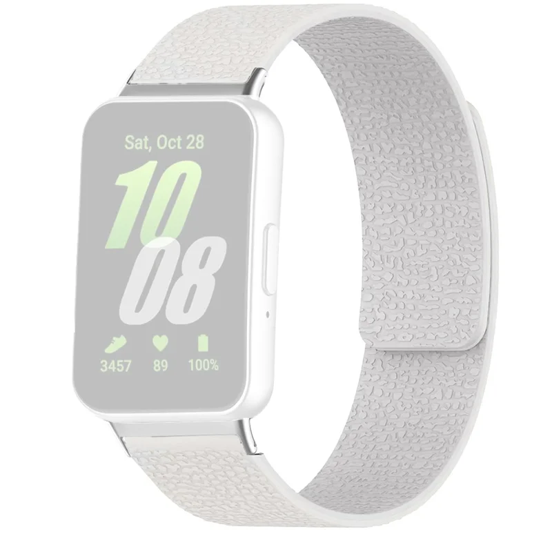 Per Samsung Galaxy Fit3 Soft Magnetic Silicone Strap Litchi Texture Design Watch Band - Bianco