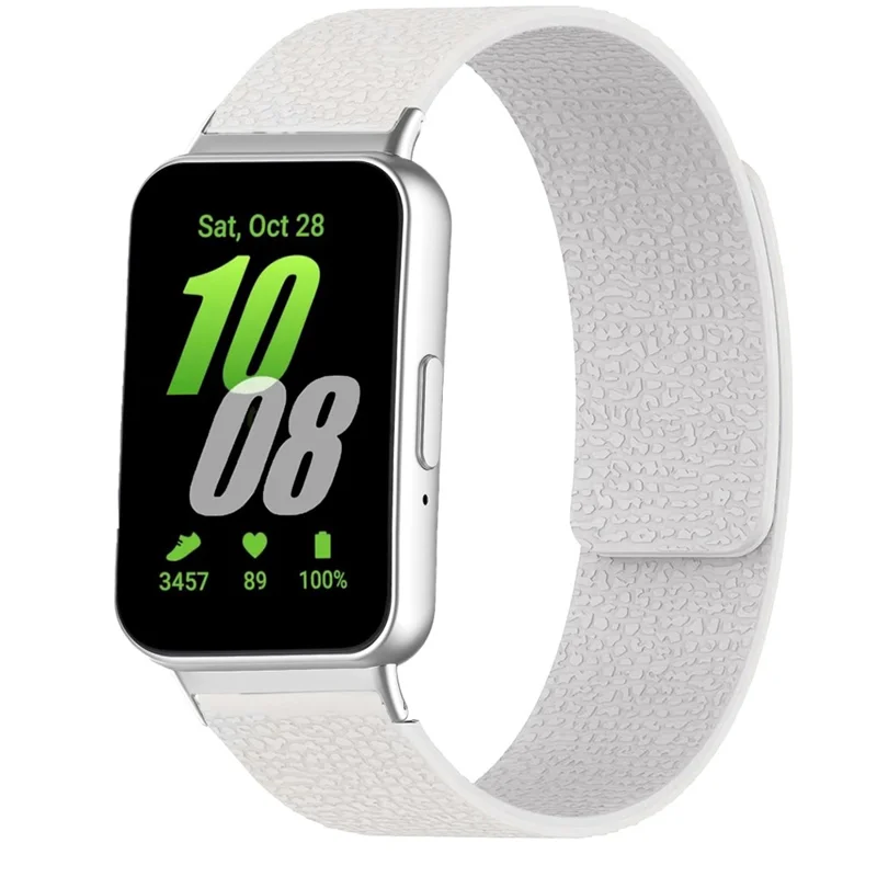 Per Samsung Galaxy Fit3 Soft Magnetic Silicone Strap Litchi Texture Design Watch Band - Bianco