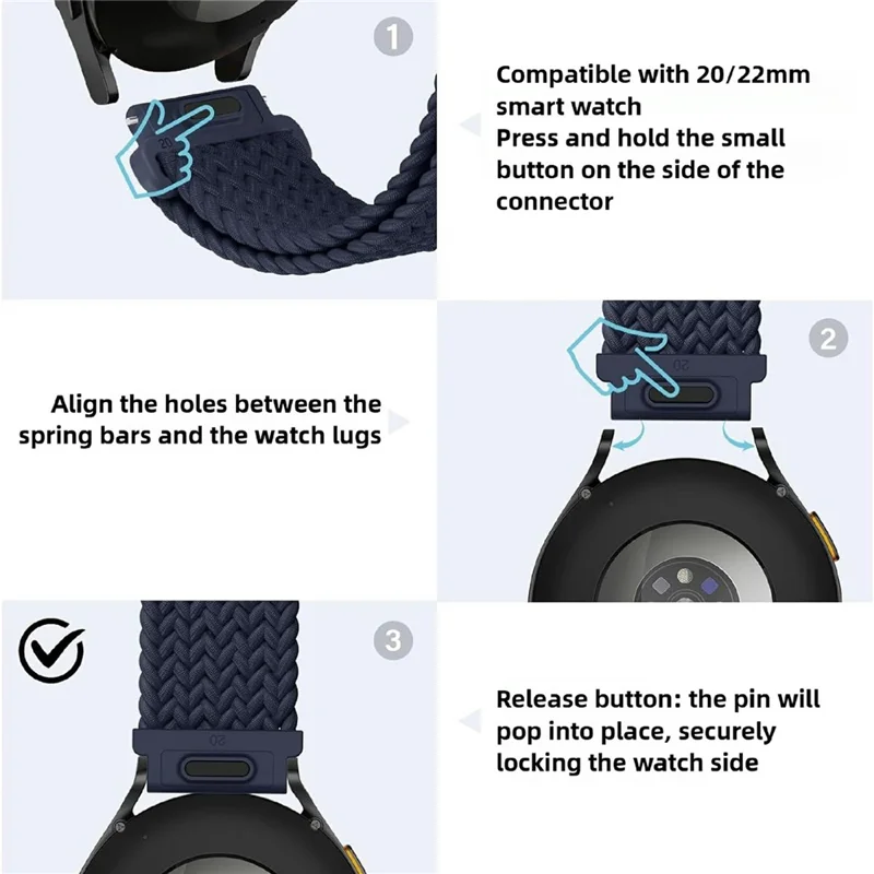 Correa de reloj de nailon tejido de 22 mm con liberación rápida magnética para Samsung Galaxy Watch3 45 mm / Watch 46 mm / Gear S3 Classic / S3 Frontier - Azul