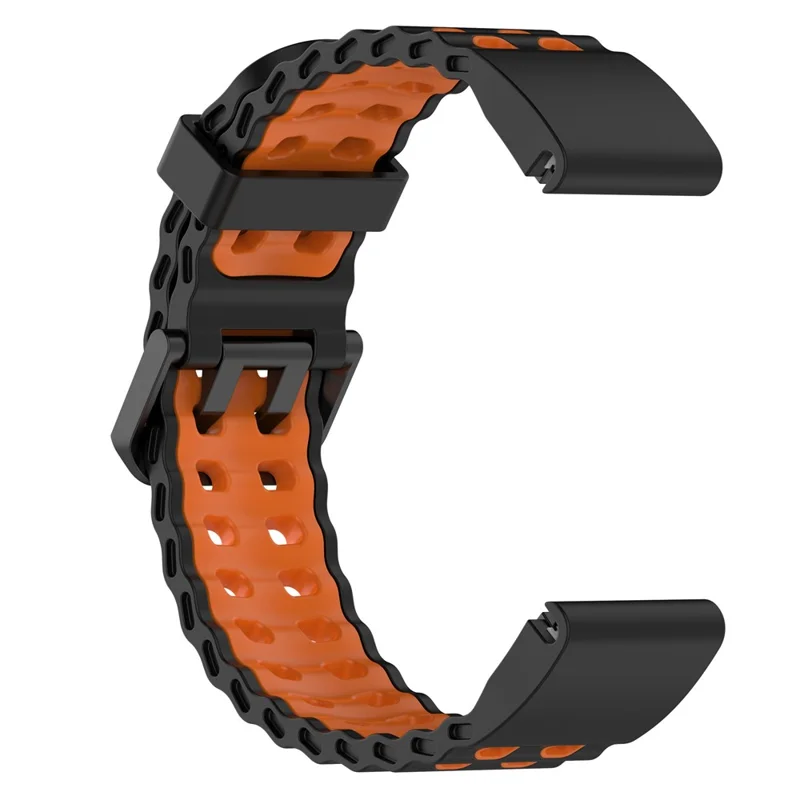 Pulseira de Silicone com Dupla Fivela de 22 mm para Garmin Tactix 8 47 mm / Fenix 8 47 mm / Fenix E 47 mm Liberação Rápida Dual Color - Preto / Laranja