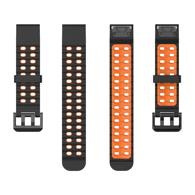 Pulseira de Silicone com Dupla Fivela de 22 mm para Garmin Tactix 8 47 mm / Fenix 8 47 mm / Fenix E 47 mm Liberação Rápida Dual Color - Preto / Laranja