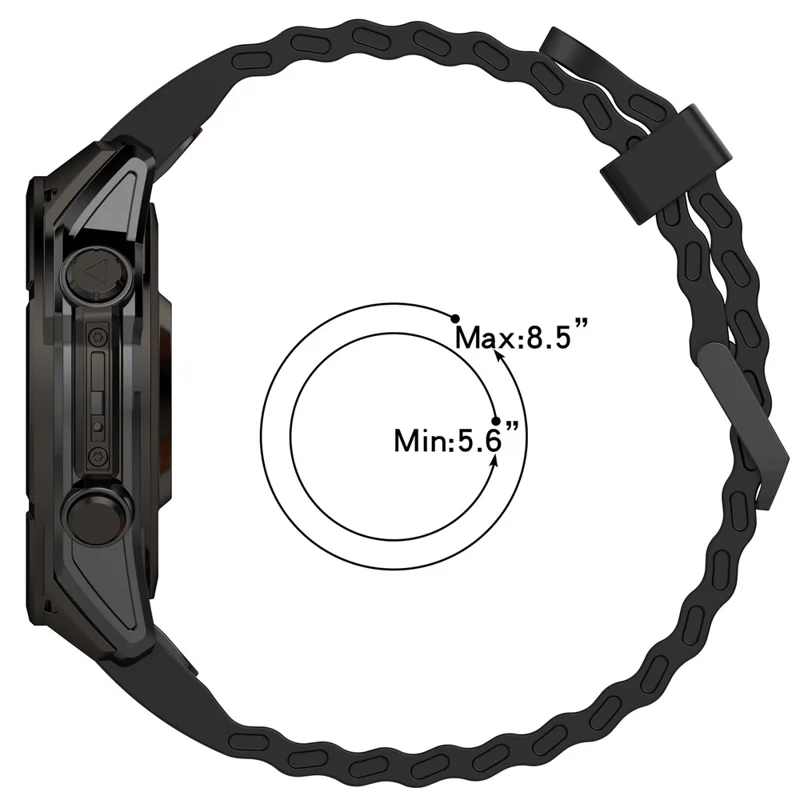 Pulseira de Silicone com Dupla Fivela de 22 mm para Garmin Tactix 8 47 mm / Fenix 8 47 mm / Fenix E 47 mm Liberação Rápida Dual Color - Preto / Laranja