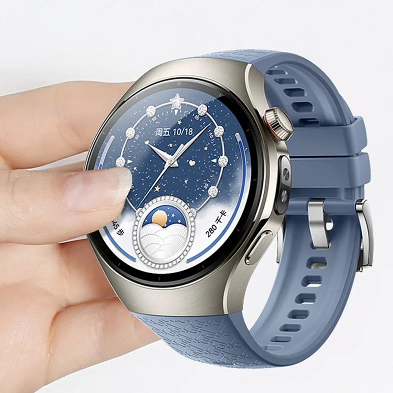 Bracelet en silicone texturé tissé de 22 mm pour Huawei Watch GT 5 Pro / 5 / 4 46mm / Watch 4 Bracelet de montre à dégagement rapide - Bleu
