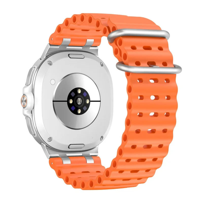 Silicone Watch Band for Samsung Galaxy Watch8 Classic 46mm / Watch8 44mm / 40mm Ocean Wave Breathable Strap with Silver Buckle - Orange