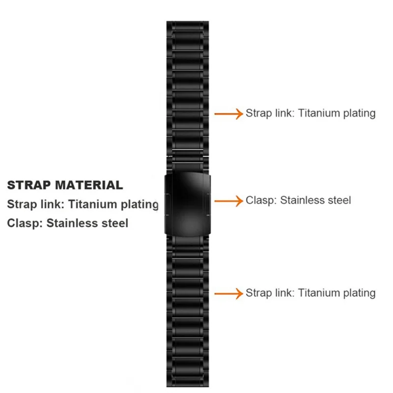 Pulseira de Substituição de Titânio Liga de 22mm com 5 Contas para Huawei Watch GT 6 / 6 Pro / 5 / 5 Pro / 4 / 3 / 2 46mm - Preto