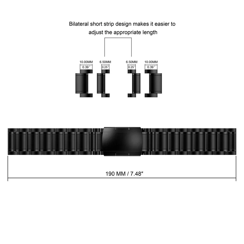 Pulseira de Substituição de Titânio Liga de 22mm com 5 Contas para Huawei Watch GT 6 / 6 Pro / 5 / 5 Pro / 4 / 3 / 2 46mm - Preto