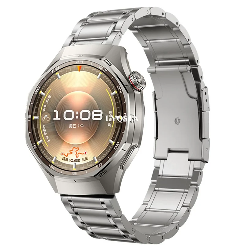Cinturino di ricambio in lega di titanio da 22 mm con 5 perline per Huawei Watch GT 6 / 6 Pro / 5 / 5 Pro / 4 / 3 / 2 46 mm - Argento