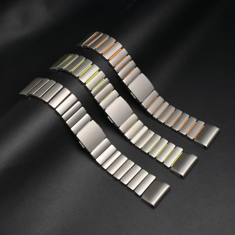 26mm 1-Bead Watch Strap For Garmin Fenix 8 Pro AMOLED 51mm / 8 51mm / Enduro 3 / Enduro 2 Titanium Alloy Band with Magnetic Buckle - Titanium / Orange