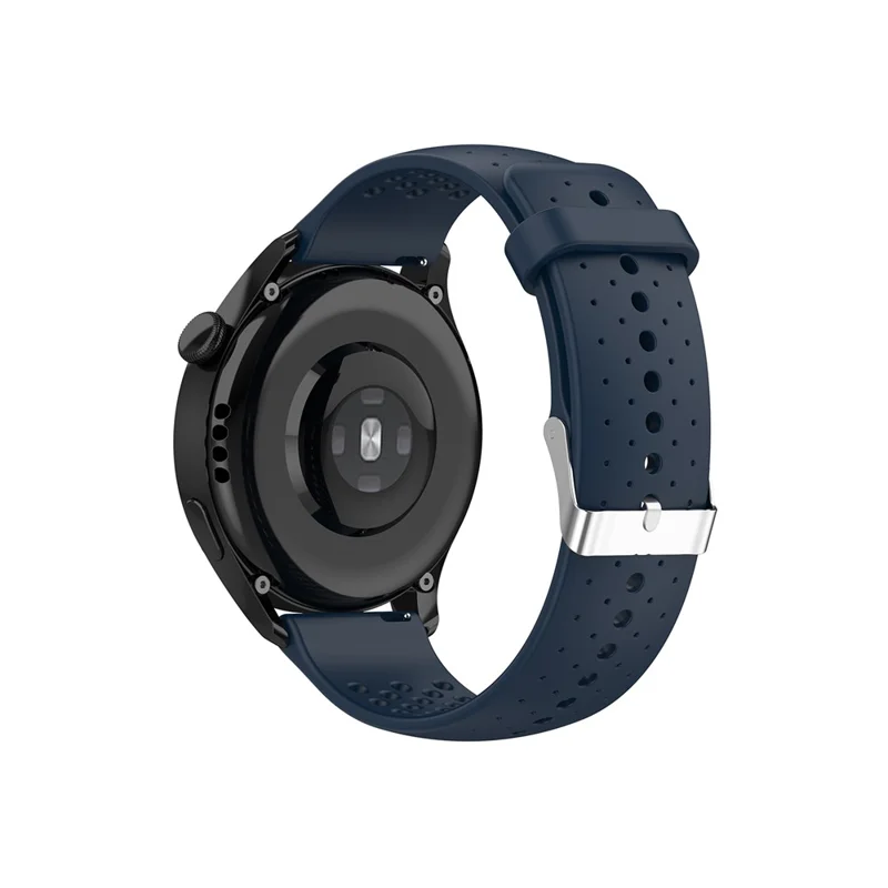 Silicone Breathable Watchband Adjustable Replacement Wrist Strap 22mm for Samsung Garmin Huawei Amazfit Smart Watch - Navy Blue