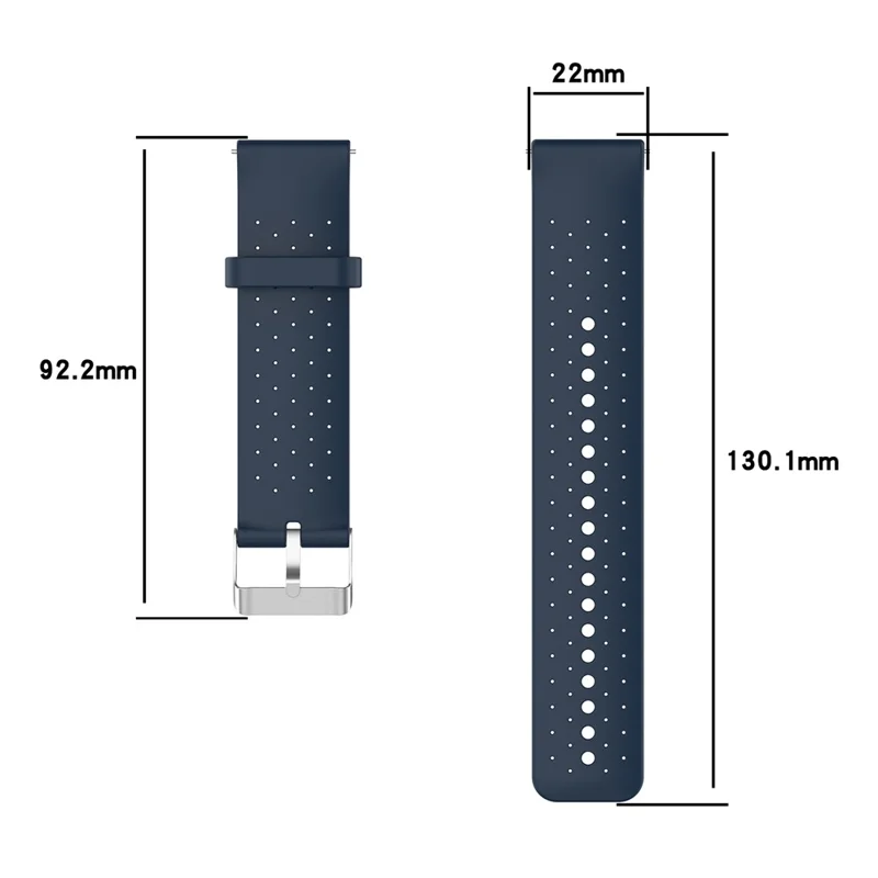 Silicone Breathable Watchband Adjustable Replacement Wrist Strap 22mm for Samsung Garmin Huawei Amazfit Smart Watch - Navy Blue