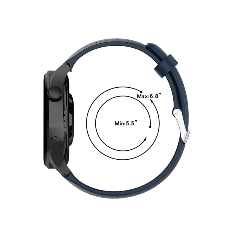Silicone Breathable Watchband Adjustable Replacement Wrist Strap 22mm for Samsung Garmin Huawei Amazfit Smart Watch - Navy Blue