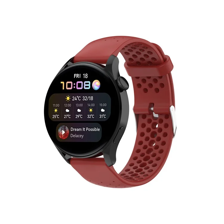 Silicone Bression Labrage Bourne Remplace Remplace Strap 22 mm Pour Samsung Garmin Huawei Amazfit Smart Watch - Rouge