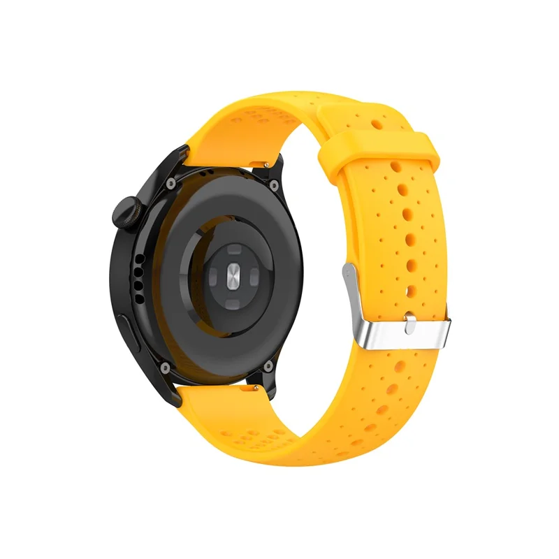 Silicone Breathable Watchband Adjustable Replacement Wrist Strap 22mm for Samsung Garmin Huawei Amazfit Smart Watch - Yellow