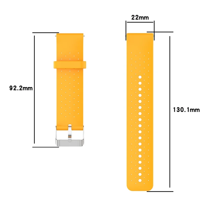 Silicone Breathable Watchband Adjustable Replacement Wrist Strap 22mm for Samsung Garmin Huawei Amazfit Smart Watch - Yellow