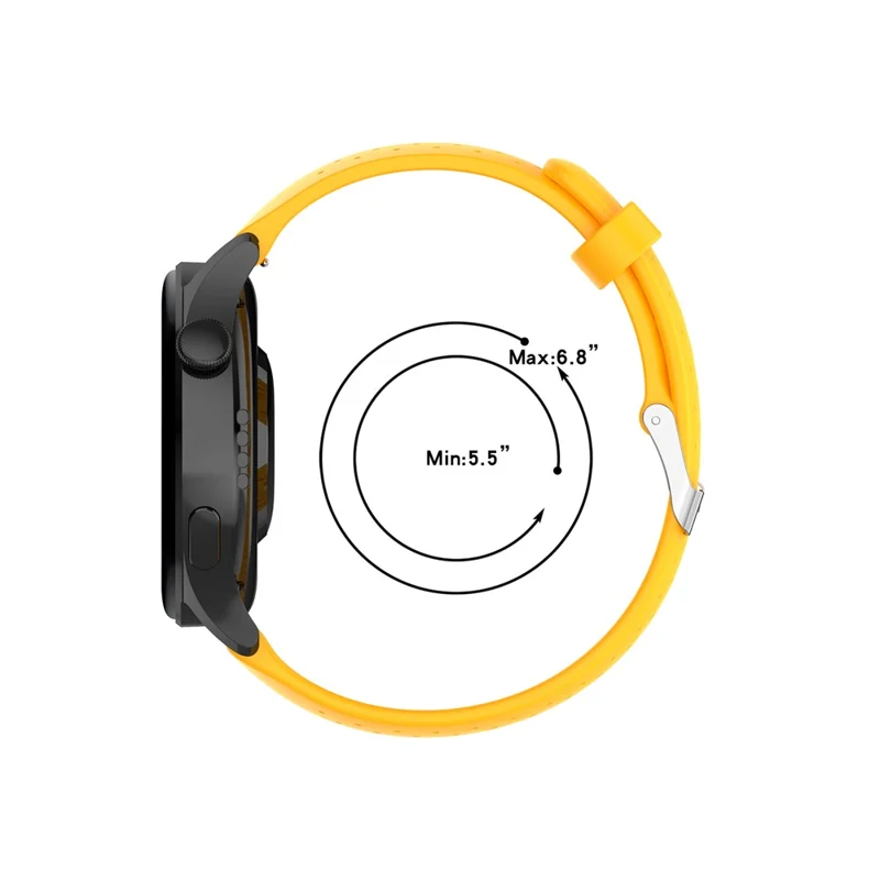 Silicone Breathable Watchband Adjustable Replacement Wrist Strap 22mm for Samsung Garmin Huawei Amazfit Smart Watch - Yellow
