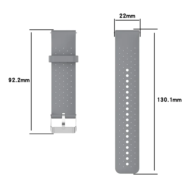 Silicone Breathable Watchband Adjustable Replacement Wrist Strap 22mm for Samsung Garmin Huawei Amazfit Smart Watch - Grey