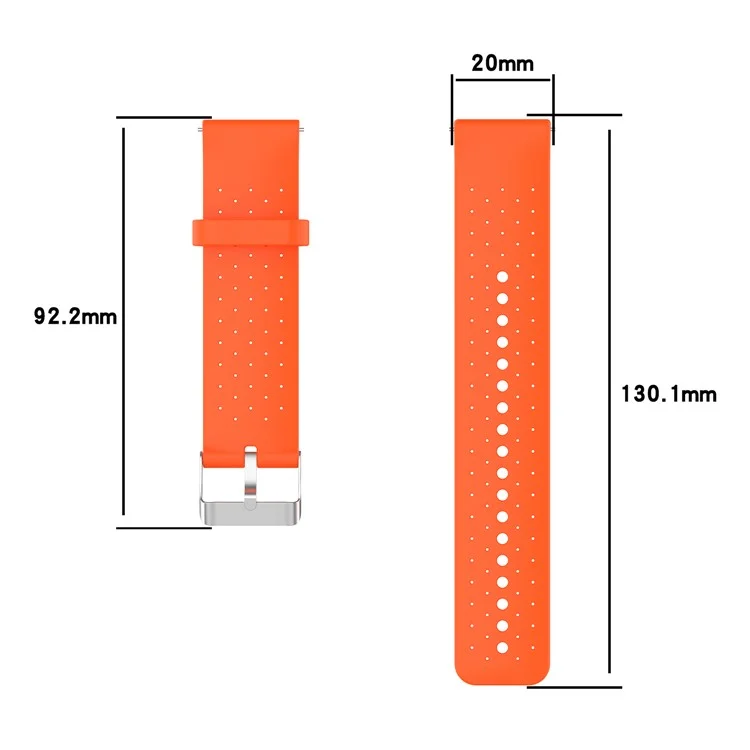 Cinturino da Polso Regolabile in Silicone Traspirante 20mm Per Samsung Garmin Huawei Amazfit Smart Watch - Arancia