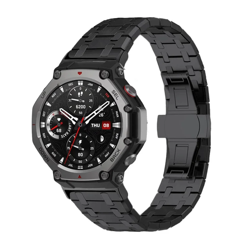 Titanium Alloy Band for Huami Amazfit T-Rex Pro A1918 Butterfly Clasp Watch Strap - Black