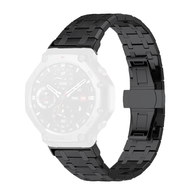 Titanium Alloy Band for Huami Amazfit T-Rex 2 Butterfly Clasp Watch Strap - Black