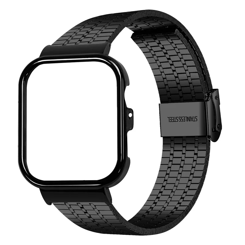 Huawei Watch Fit 4 Cinturino Integrato con Telaio in Metallo Cinturino in Acciaio Inossidabile a Doppia Chiusura a 7 Perline - Nero