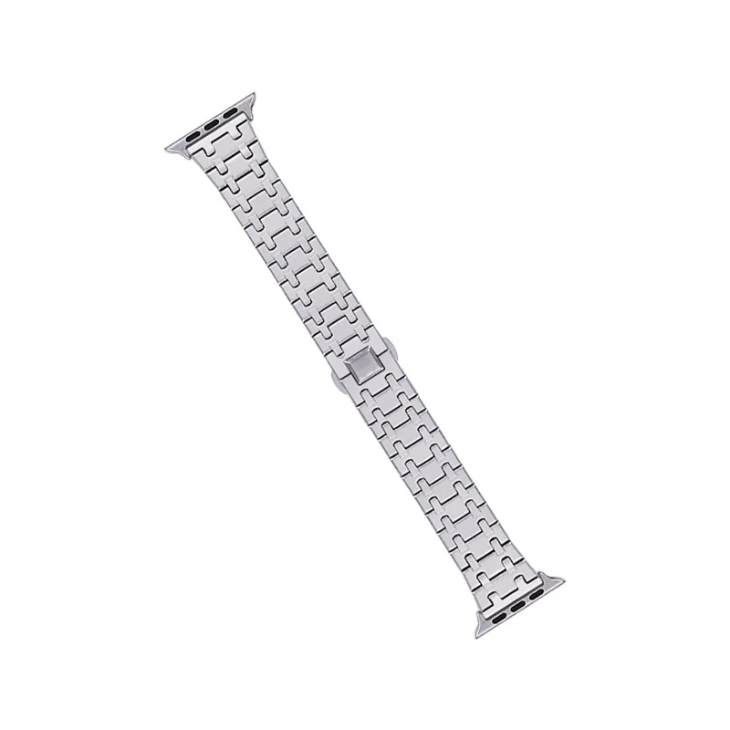 Titanium Alloy Watch Band for Apple Watch Series 11 10 42mm  /  9 8 7 41mm  /  SE3 SE2 SE 6 5 4 40mm  /  3 2 1 38mm Butterfly Clasp Replacement Strap - Silver