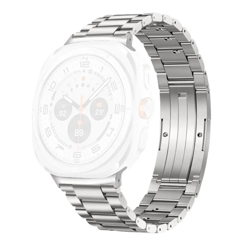 Titanium Alloy Watch Band for Samsung Galaxy Watch8 44mm / 40mm / 8 Classic 46mm Quick Release 3-Section Link Wrist Strap - Silver