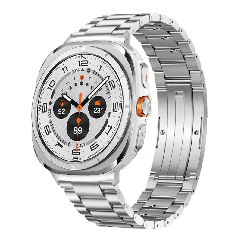 Titanium Alloy Watch Band for Samsung Galaxy Watch8 44mm / 40mm / 8 Classic 46mm Quick Release 3-Section Link Wrist Strap - Silver