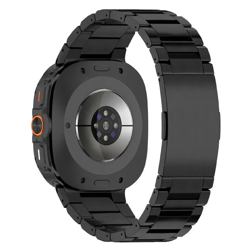 Integrated Titanium Alloy Watch Band for Samsung Galaxy Watch8 44mm / 40mm / 8 Classic 46mm Quick Release 3-Section Link Wrist Strap - Black