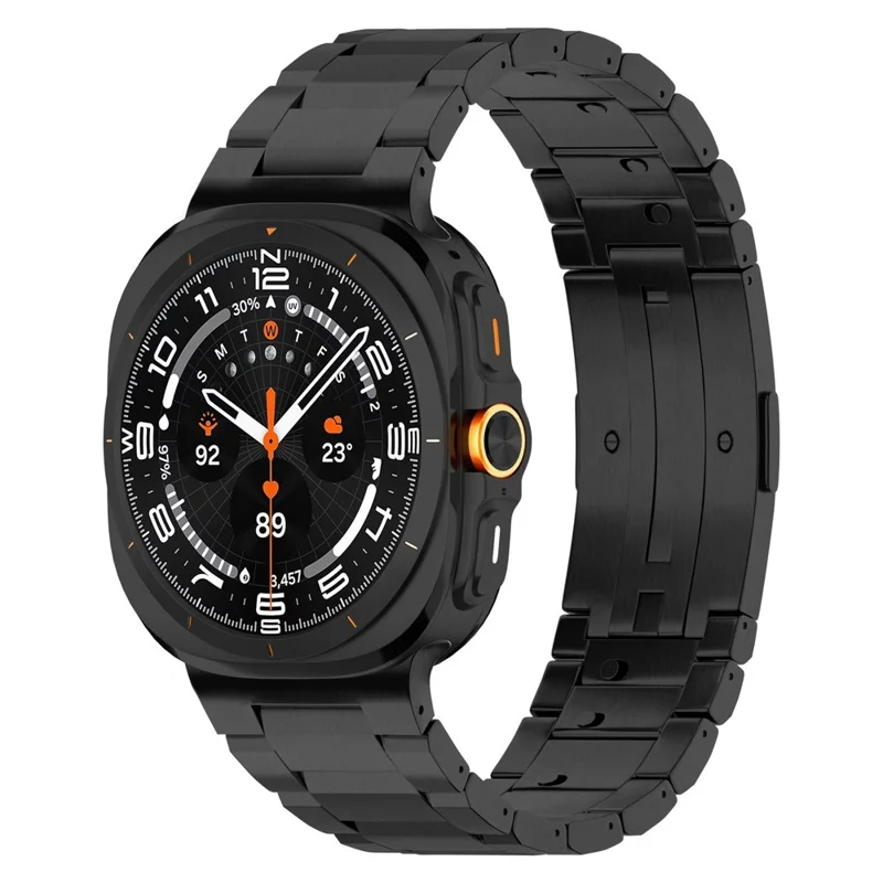 Integrated Titanium Alloy Watch Band for Samsung Galaxy Watch8 44mm / 40mm / 8 Classic 46mm Quick Release 3-Section Link Wrist Strap - Black