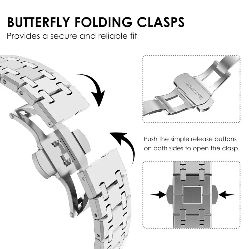 Titanium Alloy Watch Band for Samsung Galaxy Watch8 44mm / 40mm / 8 Classic 46mm Butterfly Clasp Replacement Strap - Silver