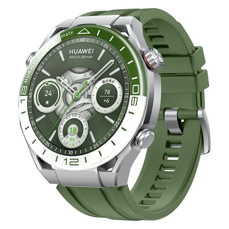 22mm Fluorine Rubber Sport Watch Band for Huawei Watch GT 5 / 5 Pro / 4 46mm / Samsung Galaxy Watch3 45mm Quick Release Wrist Strap - Green / Silver