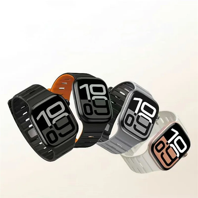 Pulseira Magnética para Apple Watch Ultra 3 2 1 49mm / Série 11 10 46mm / 9 8 7 45mm / SE3 SE2 SE 6 5 4 44mm / 3 2 1 42mm Pulseira de Silicone Bicolor - Cinza Claro / Preto