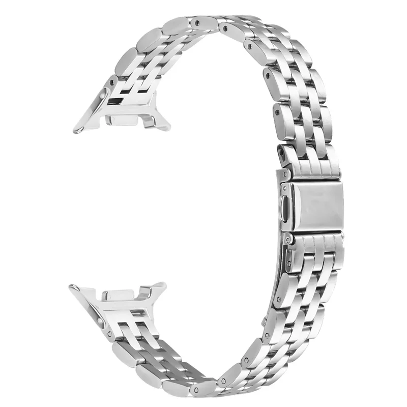 Slim 5-Bead Watch Band for Samsung Galaxy Watch8 44mm / 40mm / 8 Classic 46mm Stainless Steel Silver Strap