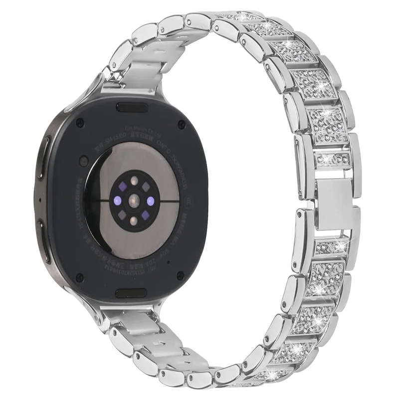 Zinc Alloy Slim Band for Samsung Galaxy Watch8 44mm / 40mm / 8 Classic 46mm Smart Watch Silver Strap with Rhinestones Decor