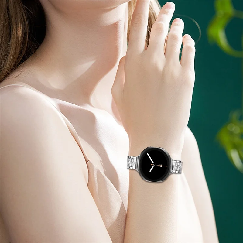 Zinc Alloy Slim Band for Samsung Galaxy Watch Ultra (2025) 47mm / Ultra 47mm Smart Watch Silver Strap with Rhinestones Decor