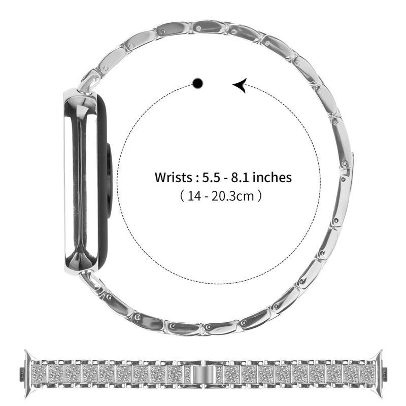 Zinc Alloy Slim Band for Xiaomi Smart Band 9 Pro / 8 Pro Smart Watch Silver Strap with Rhinestones Decor