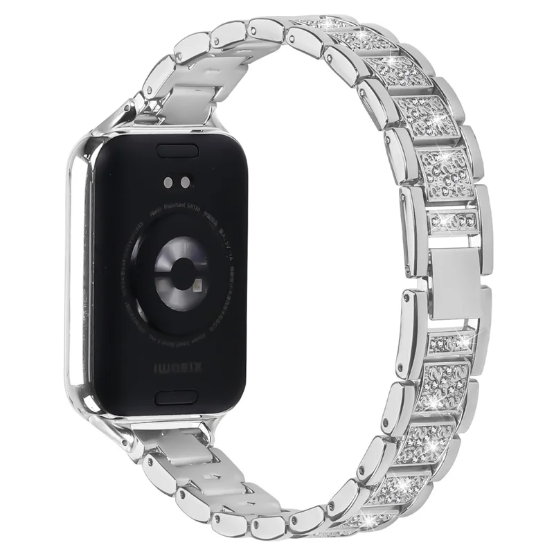 Zinc Alloy Slim Band for Xiaomi Redmi Watch 5 / 4 Smart Watch Silver Strap with Rhinestones Decor