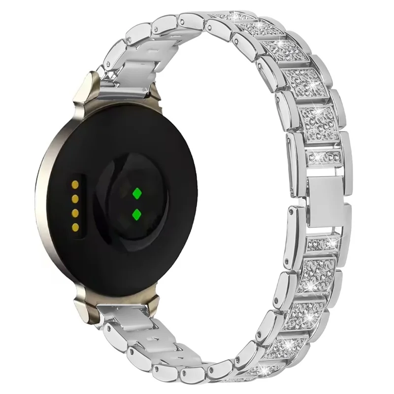 Zinc Alloy Slim Band for Garmin Lily 2 Smart Watch Silver Strap with Rhinestones Decor