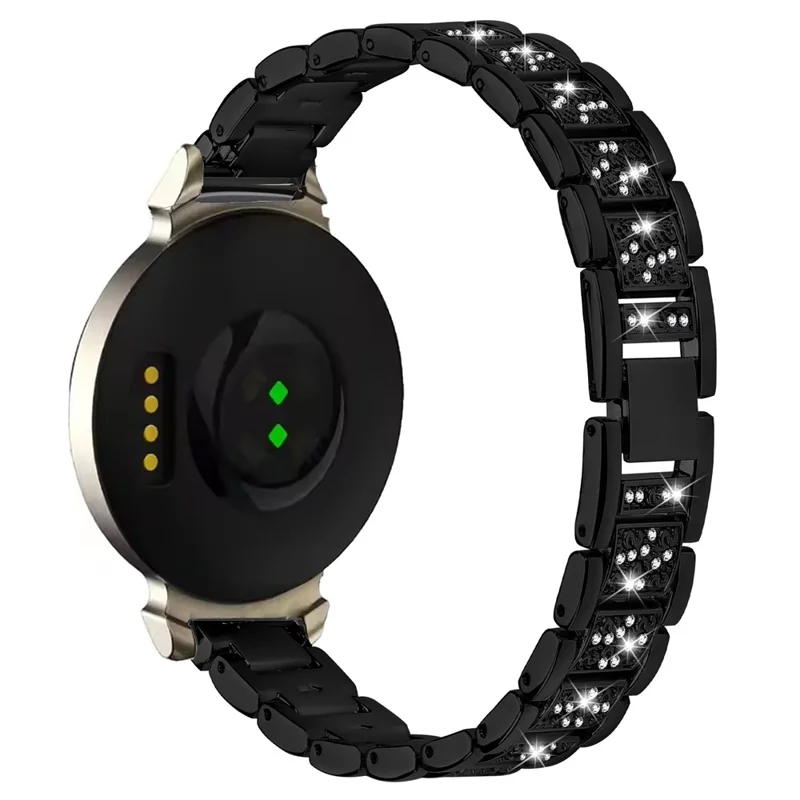 Electroplate Color Slim Band for Garmin Lily 2 Metal Watch Strap with Rhinestones Decor - Black