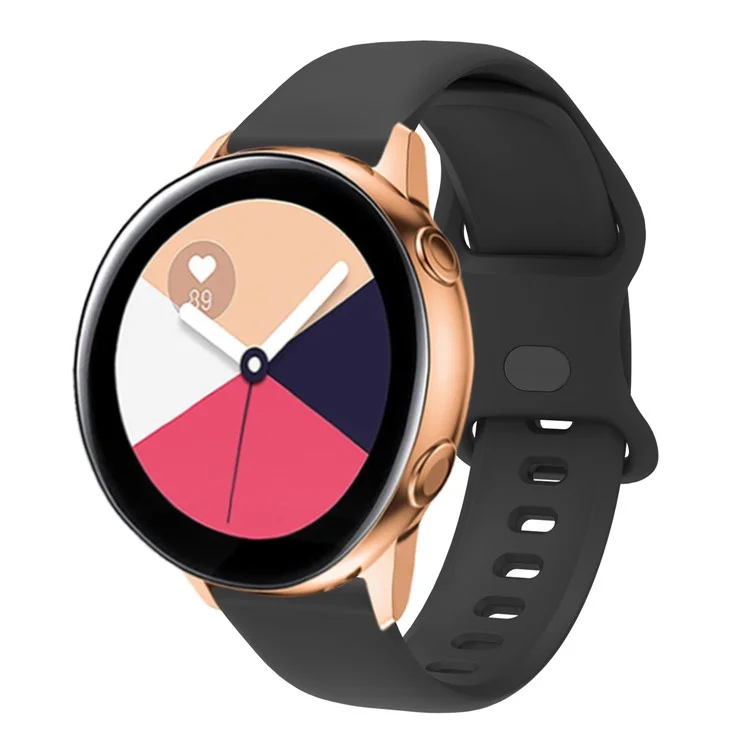 Bandoue de la Bande de Montre en Silicone Universelle de 20 mm Pour Samsung Galaxy Watch Active / Active2 40mm / Watch 42mm / Huami Amazfit GTR (42 Mm) / Garmin Vivoactive 3 / Huawei Watch GT2 (42 Mm) - le Noir